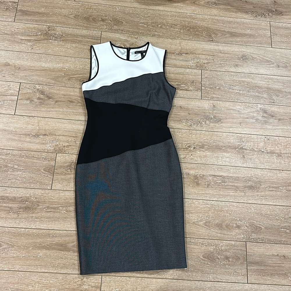 WHBM Career Dress Black White Gray Size 2